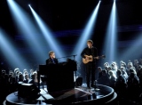 Elton John and Ed Sheeran perform on the 55th Annual GRAMMY Awards on Feb. 10 in Los Angeles