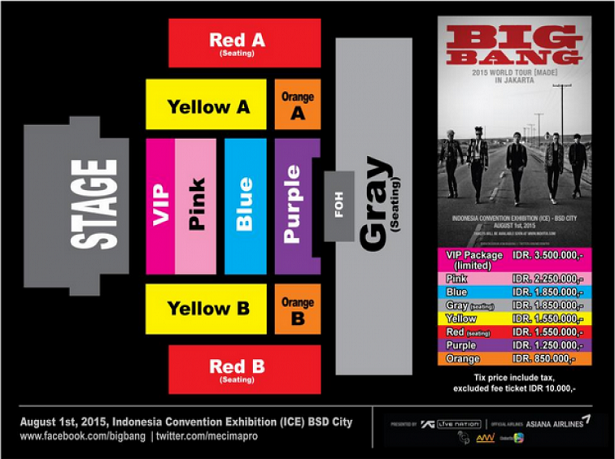 Big Bang World Tour Seatplan